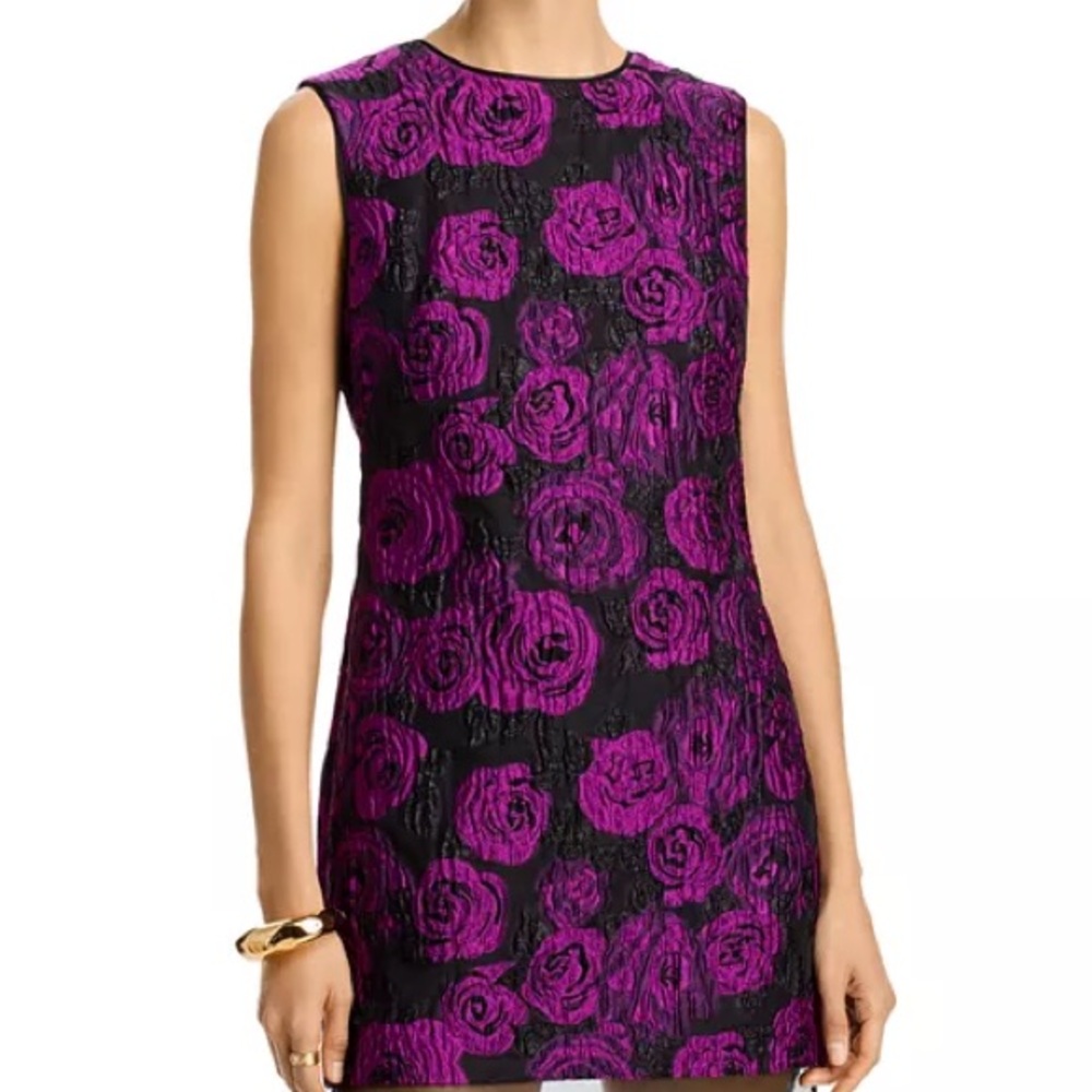 BNWT Milly Black & Purple Floral Ilectra Shift Dress Size 4